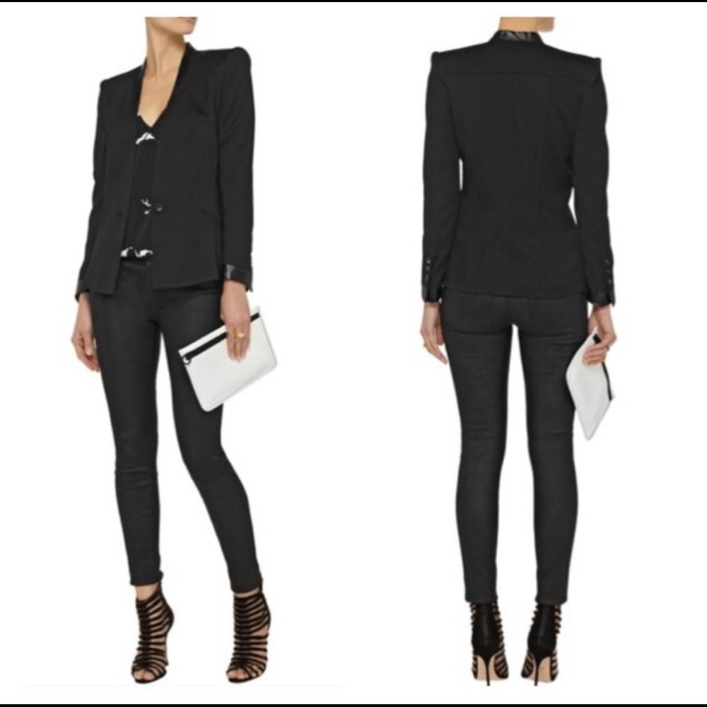 Helmet Lang Cove leather-trimmed faille blazer